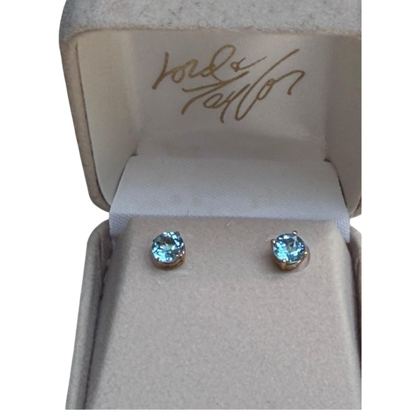 Lord & Taylor Jewelry - Vintage Lord & Taylor 14K Yellow Gold Blue Topaz Stud Earrings 5mm-6mm 1.25 tcw